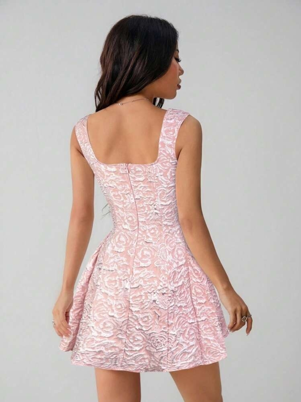 Lena Blush Pink Floral Applique Dress